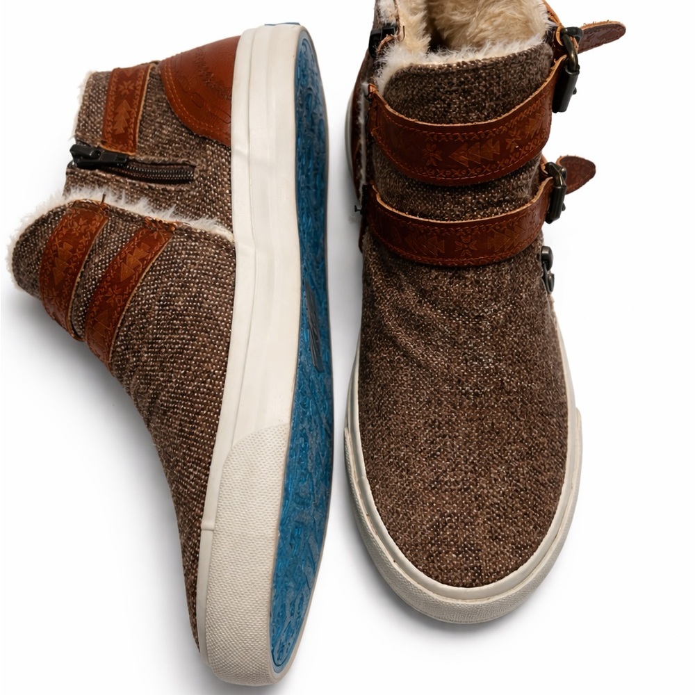 Blowfish Malibu Size 8 Faux Shearling Strap Booties – Unique Blue Sole